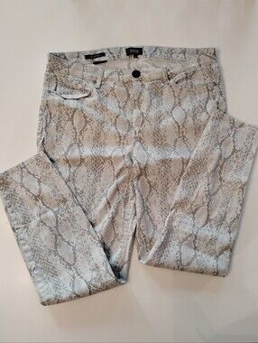 NYDJ Snake-Print Skinny Jeans in Light Soft Gray and Beige